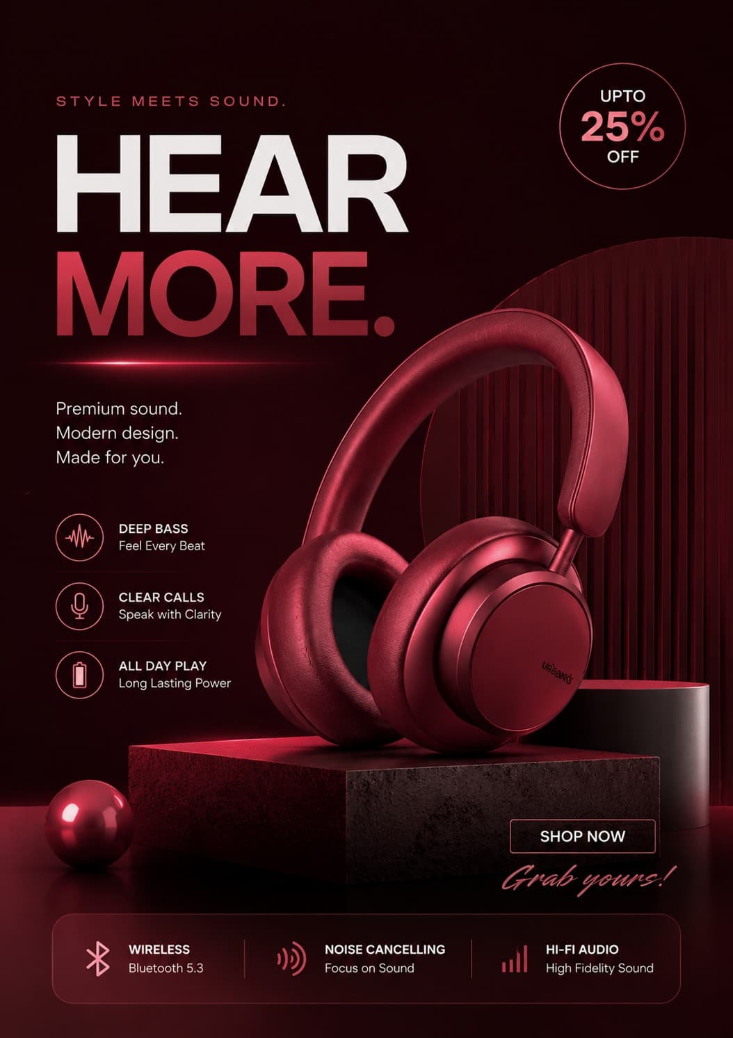 Hear More — Headphones Campaign — social media design by Babar Ali