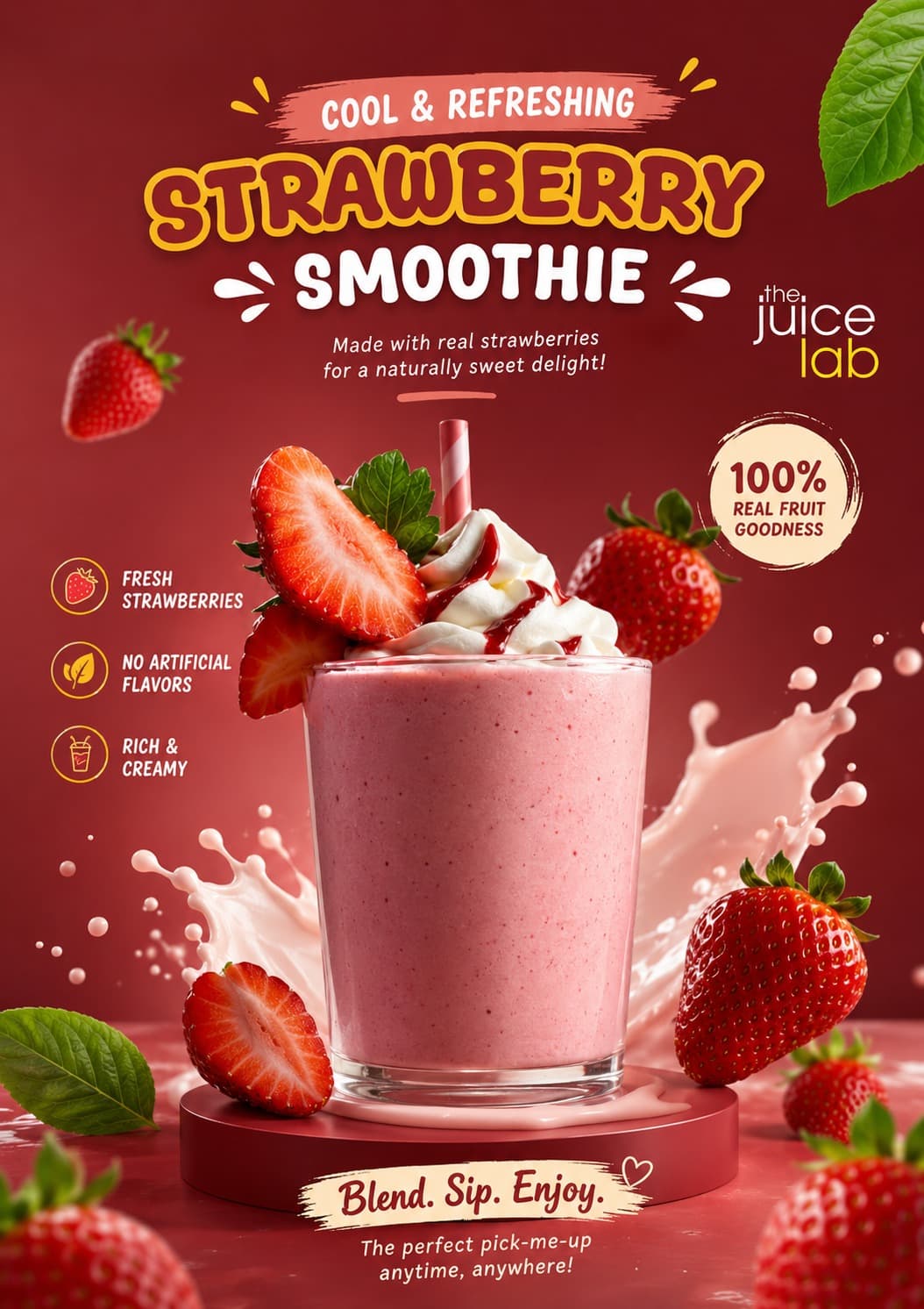 Strawberry Smoothie — The Juice Lab — social media design by Babar Ali