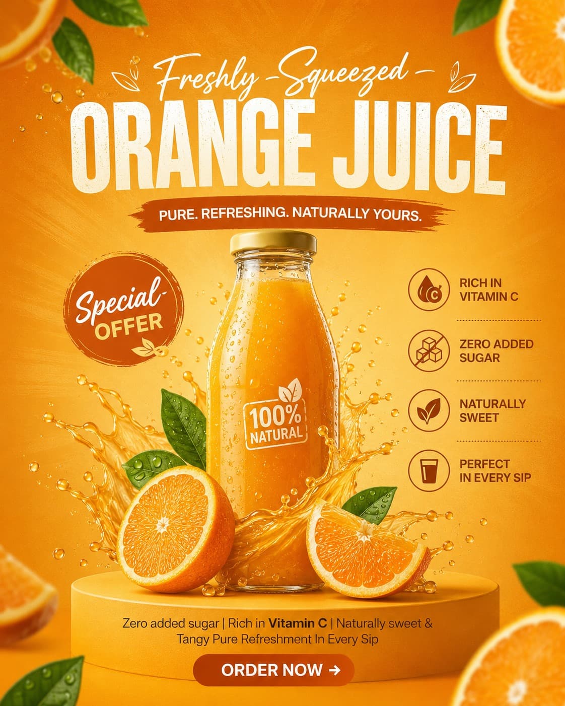 Freshly Squeezed — Orange Juice — social media design by Babar Ali